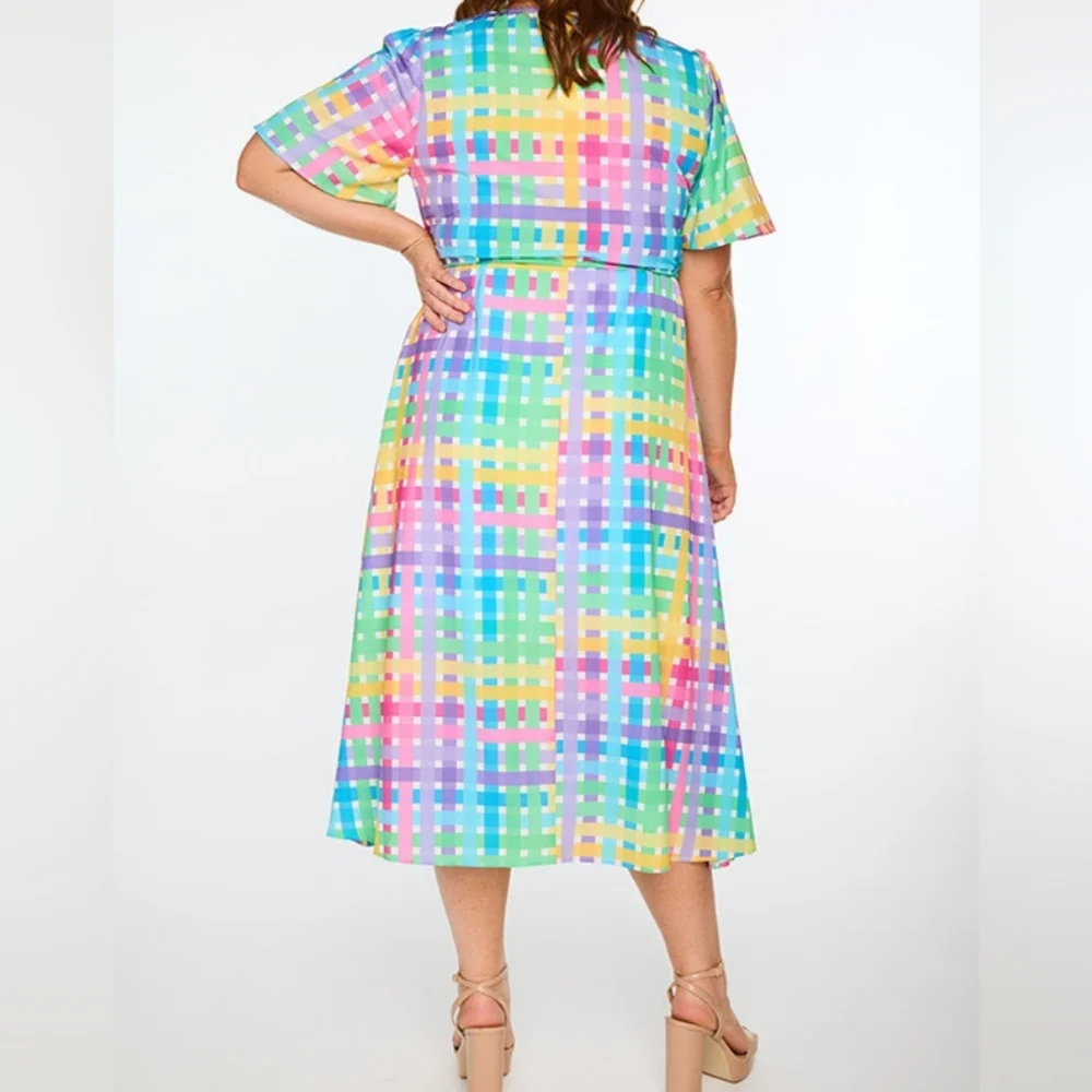 Colorful Plaid Women's Dress - Picture 6 of 6